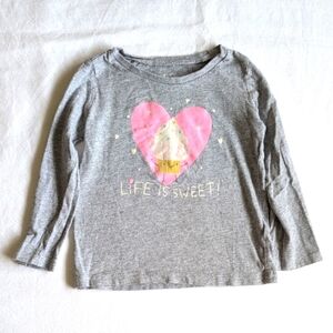 carter's glitter cupcake graphic gray cotton long sleeve shirt 2T toddler girls
